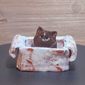 Handmade Ceramic Cat Figurine, Sculpture, Ceramic Cat Art, Sculpture, Cat Lover